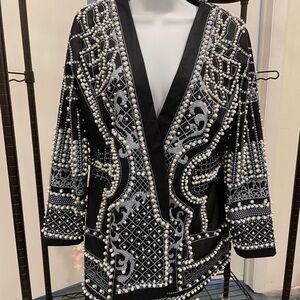 Black and Silver Pearl  Beaded Jacket